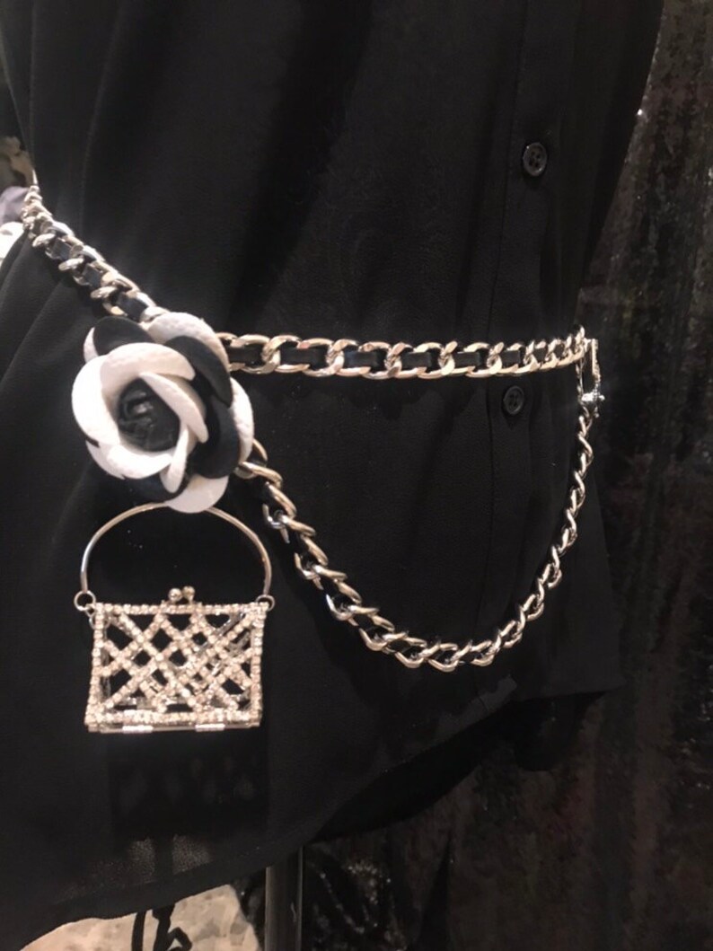 Pearl Camellia Chain Belt With Charms for Woman Etsy