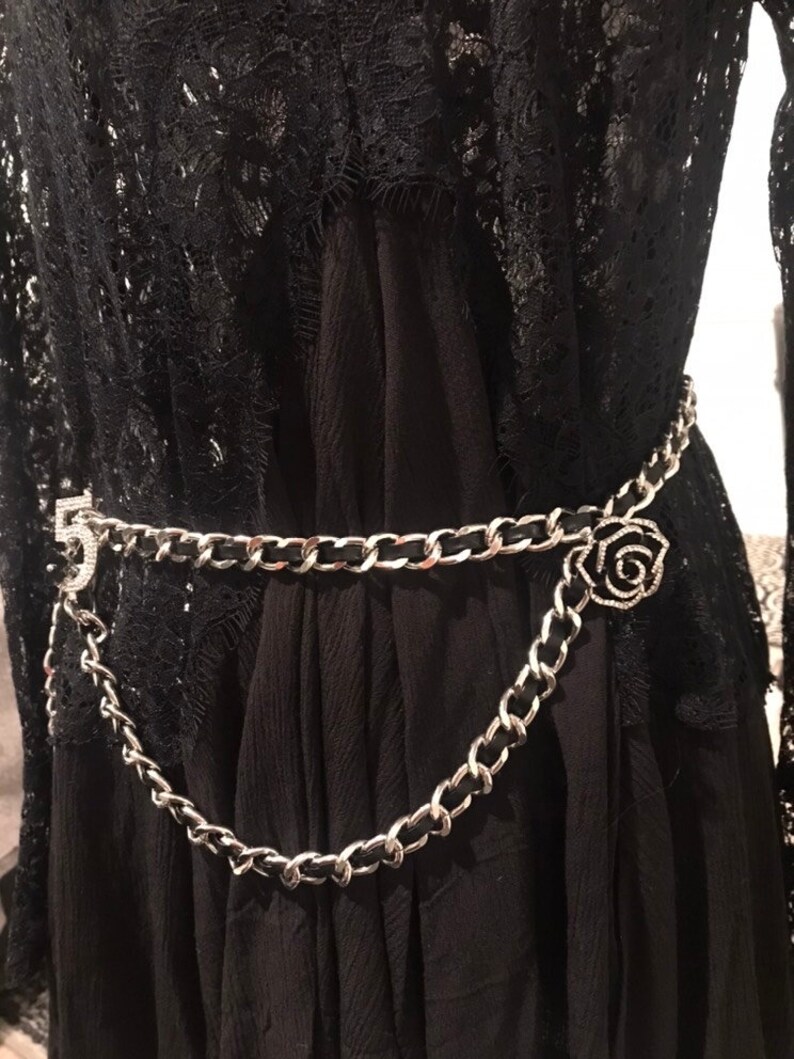 Pearl Camellia Chain Belt With Charms for Woman Etsy