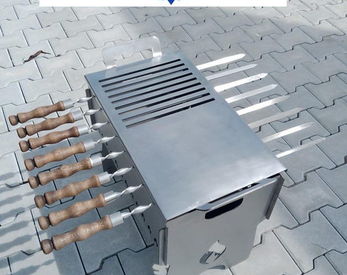 Exclusive gift. Grill for 8 skewers. Made of stainless steel. ASHUR