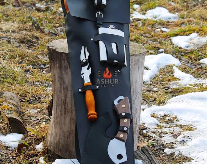 A set of grill skewers in an exclusive black leather case