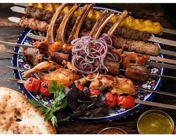 Grilling accessory.BBQ Skewers.With Wooden Handles.Grill master. Gifts. Mens gifts