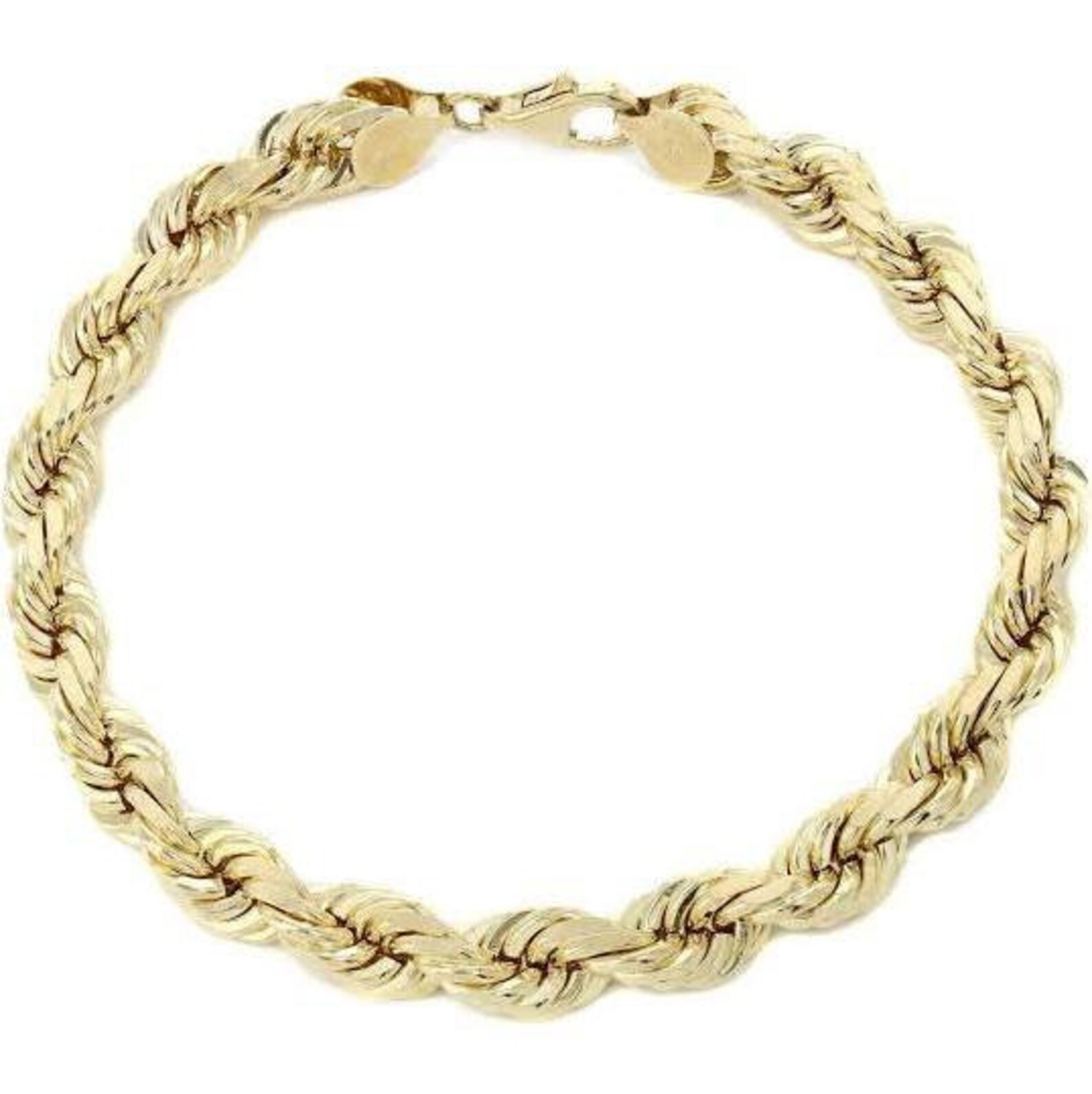 Solid 10k Rope Gold Bracelet Diamond Cut Men Bracelet Etsy