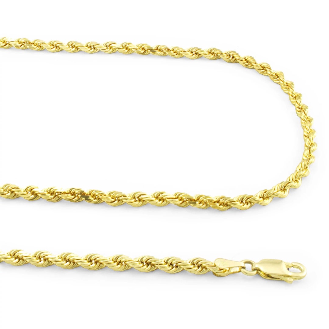 14k Gold Solid Rope Chain Necklace, Genuine 14k Gold Chain, Ladies Gold Chain, Gold Jewelry, Mens Necklace, Solid Gold