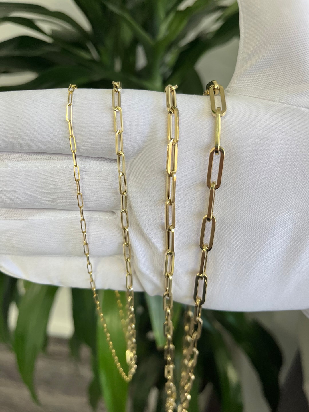 Yellow 10k Gold Paperclip Necklace Real Gold Necklace Gold Etsy