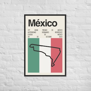 2022 Mexico City Grand Prix Print | Formula 1 Art | F1 Track Circuit Outline | Great Gift for Racing Fans