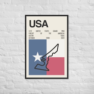 2022 US Grand Prix Print | Formula 1 Art | F1 Track Circuit Outline | Great Gift for Racing Fans