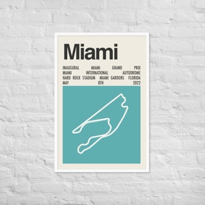 2022 Miami Grand Prix Print | Formula 1 Art | F1 Track Circuit Outline | Great Gift for Racing Fans