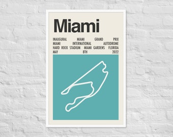 2022 Miami Grand Prix Print | Formula 1 Art | F1 Track Circuit Outline | Great Gift for Racing Fans