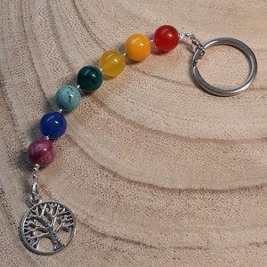 Può includere: Un portachiavi con perline color arcobaleno e un ciondolo ad albero della vita argentato. Le perline sono rosse, arancioni, gialle, verdi, blu e viola.