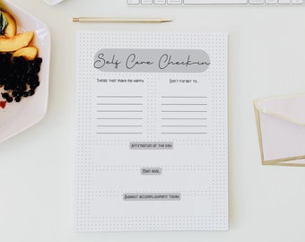 Self Care Check-in, Druckbarer Planer, 8,5 x 11 Zoll Minimalistischer Tagesplaner