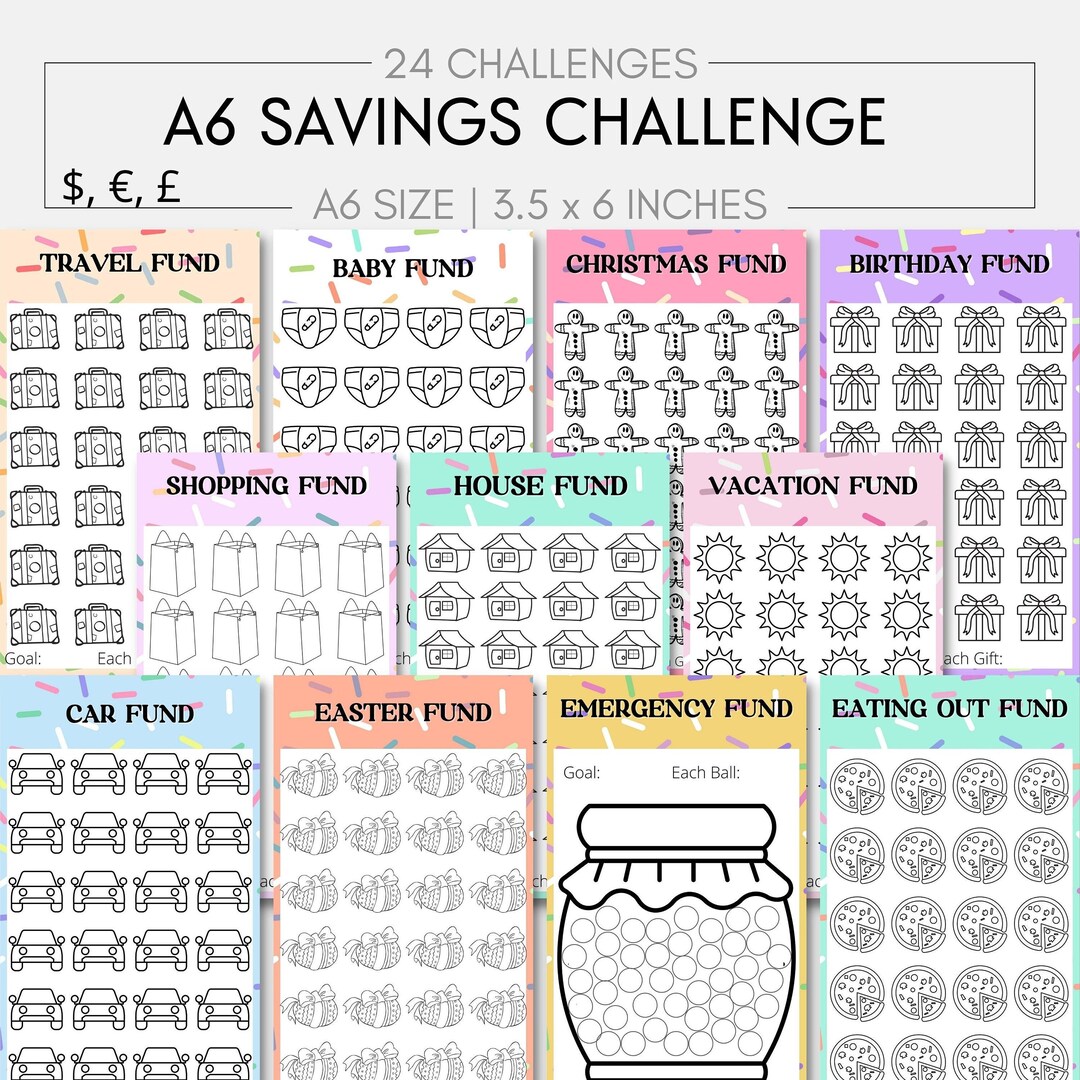 Printable A6 Savings Challenge A6 Savings Fund A6 Savings Tracker ...