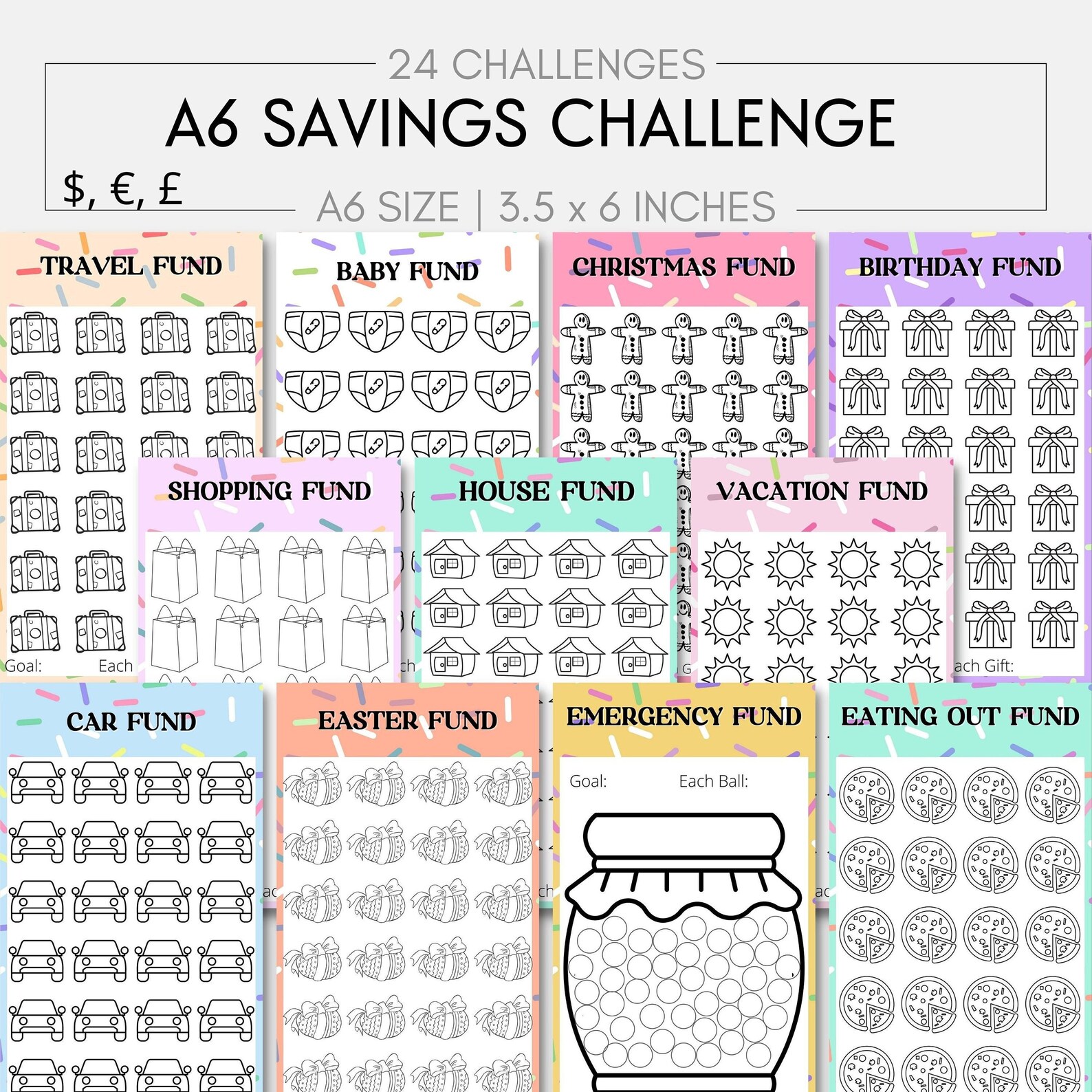 Printable A6 Savings Challenge A6 Savings Fund A6 Savings Tracker ...