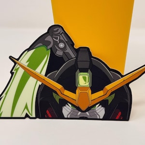 Stealth Scythe Mecha Peeking Decal | Winged Robot Science Fiction Anime Stickers