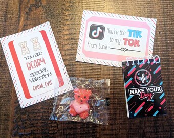 Custom Themed Valentine's Day Cards with Treats Squishy Mochi Fidget Social Media Kids Valentine Valentines Classroom