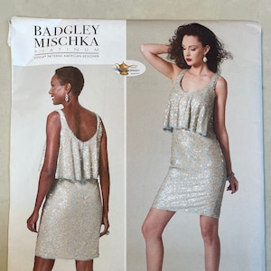 Vintage Vogue Pattern 1288, Vogue Patterns American Designer, Badgley Mischka Platinum, Size 12, 14, 16, 18, 20