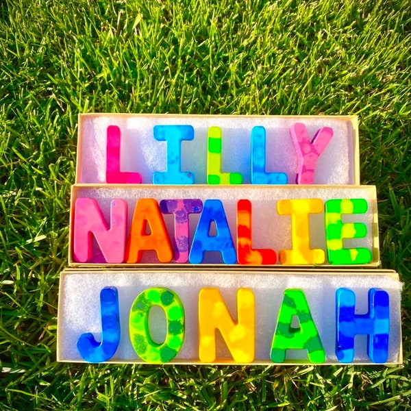 Rainbow Crayon Name -  Kids gifts & Party Favors - custom letter crayons - daycare preschool toddler coloring gifts  grad gift