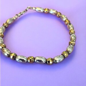 Vintage Milor signierte 925 Sterling Silber Perlen Armband vergoldet Milor Italy