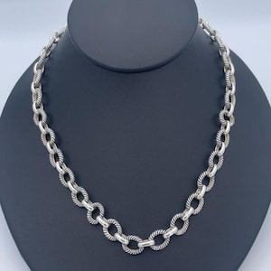 Lorenzo 925 Sterling Silver Chunky Cable Chain Necklace Heavy  Toggle Closure 48.1 grams