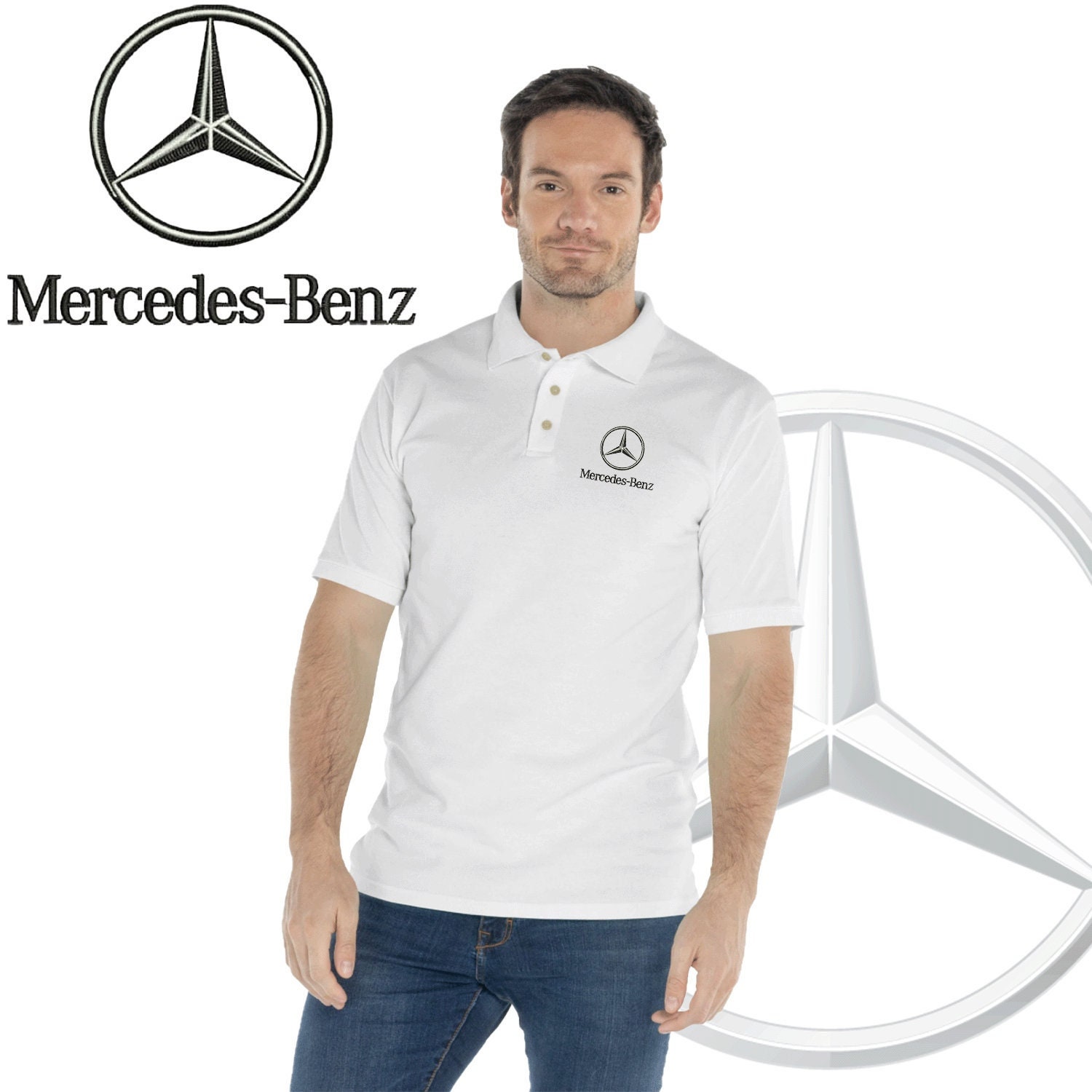 Mercedes Logo Polo Embroidery Shirt Men