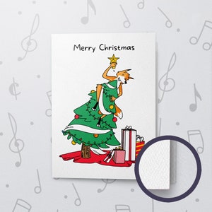 Muzikale kerstwenskaart van viltpapier | Kerstkaart met opneembaar geluid, muzikale kerststerkaart, schattige vos-kerstkaart 10641