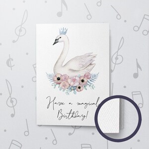 Magische verjaardagskaart | Opneembare kaart, verjaardagskaart voor mama, zwaankaart, dierenkaart, kaart met vilt papier, vilten verjaardagskaart 10781