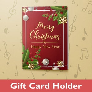 Cartão de Feliz Ano Novo | Encarte para Cartão de Presente, Cartão de Feliz Natal Festivo, Cartão de Natal Divertido, Porta-Cartão de Presente, Acabamento em Folha e Verniz 10829
