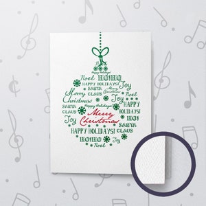 Biglietto di auguri musicale con decorazioni natalizie / Biglietto di auguri natalizio con suoni registrabili in carta feltro, biglietto di auguri natalizio musicale, biglietto con palline di Natale 10685