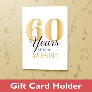 Cadeaukaart 60 jaar | Verjaardagskaart, Happy Birthday-kaart, folieafwerking, kaart met houder voor cadeaukaart 11069