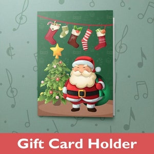 Porta-cartão de presente de Natal com Papai Noel | Cartão de Papai Noel, Cartão de Natal com Encarte para Cartão de Presente, Cartão de Feliz Natal com Porta-cartão de Presente 10695
