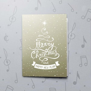 Tarjeta navideña nevada grabable / Tarjeta musical de Año Nuevo, Tarjeta de felicitación con árbol de Navidad, Tarjeta navideña con acabado barnizado 10725