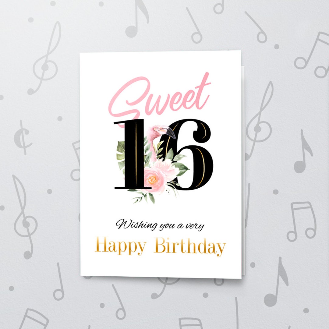 Sweet 16 Gift Card Musical Greeting Card, Happy Birthday Card, Birthday