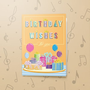 Cartão de felicitações de aniversário com música | Cartão de aniversário personalizado, Cartão de aniversário personalizado, Cartão de felicitações cantado com acabamento em verniz 00015
