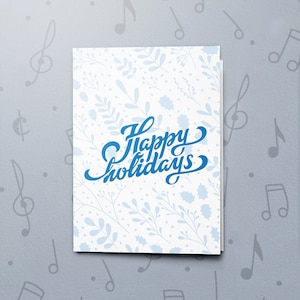 Feestdag siert kaart | Opneembare muziekkaart, vrolijke kerstkaart, blauwe kerstkaart, kerstkaart voor hem, vernisafwerking 10861