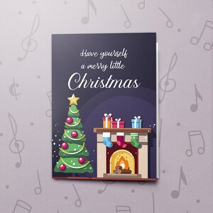 Biglietto di auguri con calzini di Natale / Biglietto registrabile, Biglietto di auguri accogliente, Biglietto per la notte di Natale, Biglietto di auguri con albero di Natale, Finitura laccata 10843