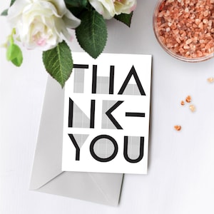 Tarjeta de agradecimiento con música / Tarjeta en blanco y negro, Tarjeta en blanco y negro, Tarjeta de felicitación sencilla, Tarjeta de agradecimiento grabable 00004