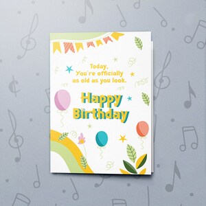 Biglietto d'auguri per festeggiare il compleanno / Biglietto con musica registrabile, Biglietto d'auguri "Vecchio come sembri", Biglietto di buon compleanno, Finitura laccata 11014
