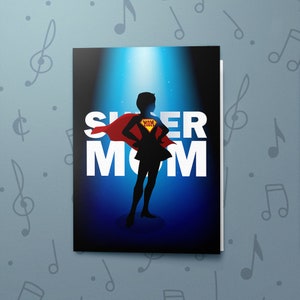 Super Mom Greeting Card With Varnish Finish | Comic Book Mum Card, Cute Card For Mom, Mother&#39;s Day Gift, Musical Mother&#39;s Day Card 00183