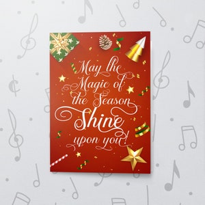 Biglietto di auguri magico natalizio / Biglietto di auguri con suono, biglietto di auguri per le stagioni, biglietto di auguri per gli amici, biglietto ornamentale, finitura in lamina e vernice 10854