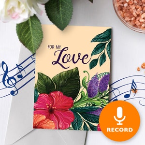 Biglietto di San Valentino con suono registrabile / Biglietto di San Valentino floreale, Biglietto di San Valentino d'amore, Biglietto di San Valentino con finitura verniciata 00019