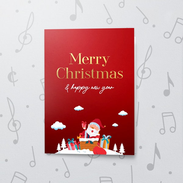 Santa Christmas Card | Recordable Audio Card, Fun Holiday Card, Cute Santa Card, Christmas Card For Boyfriend, Foil & Varnish Finish 10801