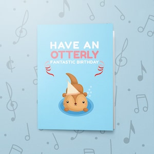 Otterly fantastische verjaardagskaart | Opneembare verjaardagskaart, unieke gelukkige verjaardagskaart met vernis, schattige woordspeling verjaardagskaart 00130