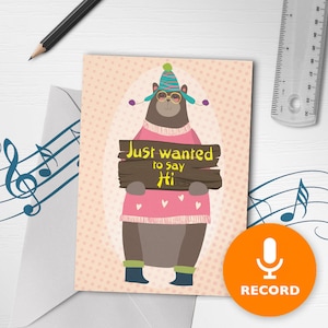 Muzikale wenskaart wilde ik even zeggen | Opneembare Thinking Of You-kaart, alleen maar omdat-kaarten, cadeau voor vriend, Singing Hello-kaart 00237
