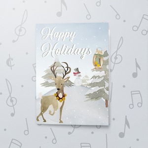 Muzikale kerstkaart | Blanco muzikale wenskaart voor de feestdagen, Happy Holidays-wenskaart, zingende kerstkaart 00251