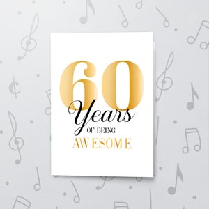 Carta regalo per sessant'anni / Biglietto d'auguri musicale, Biglietto di auguri di buon compleanno, Biglietto d'auguri per festeggiare il compleanno, Finitura laminata 11009