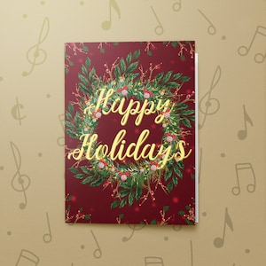 Tarjetas navideñas con sonido grabable / Tarjeta de felicitación navideña, Tarjeta de felicitación navideña, Tarjeta de corona navideña con acabado barnizado 00013