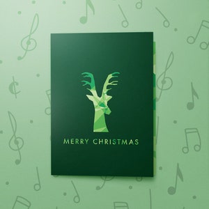 Singende Weihnachtskarte mit Lack-Finish | Künstlerische Weihnachtskarte Urlaub, Frohe Weihnachtskarte, Weihnachtsabmessungen Dunkelgrün 00011