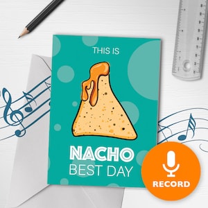 Carte de guérison drôle chantant avec finition vernis | Carte de voeux musicale enregistrable, Nacho Best Day, carte de rétablissement avec musique 00104