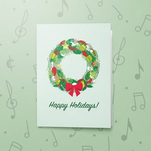 Fijne kerstkaart met muziek | Vakantiewenskaart, Happy Holidays-krans, muzikale vakantiewenskaart 00201
