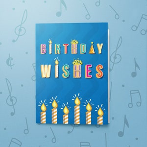 Tarjeta de cumpleaños grabable / Tarjeta musical de feliz cumpleaños, tarjeta con velas de cumpleaños cantadas, tarjeta de cumpleaños única con música 00135