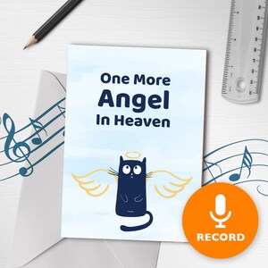 de sympathie de chat | Carte de voeux musicale perte d'animal de compagnie, un ange de plus au paradis, carte de perte d'animal de compagnie de la famille chat 00127